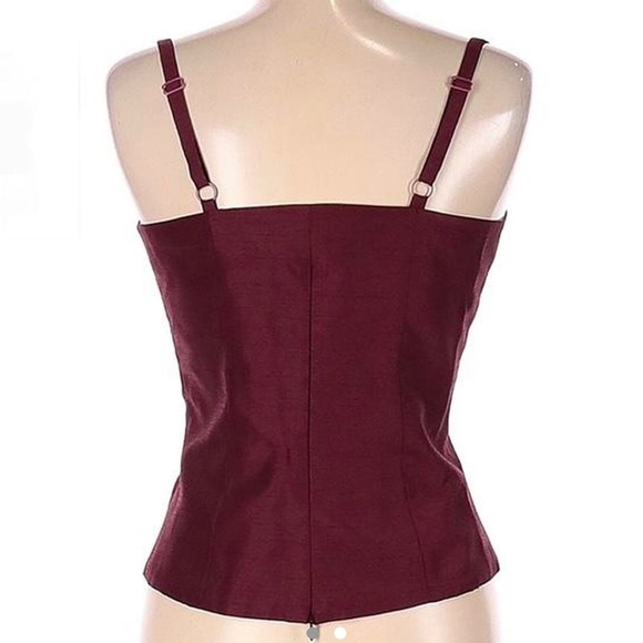 STAUD Lace Up Corset Style Silk Tank Top In Burgundy/Maroon Size M - Picture 8 of 10